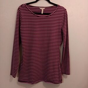 Matilda Jane Women's Top Sz.L  Pink/ Burgundy Striped